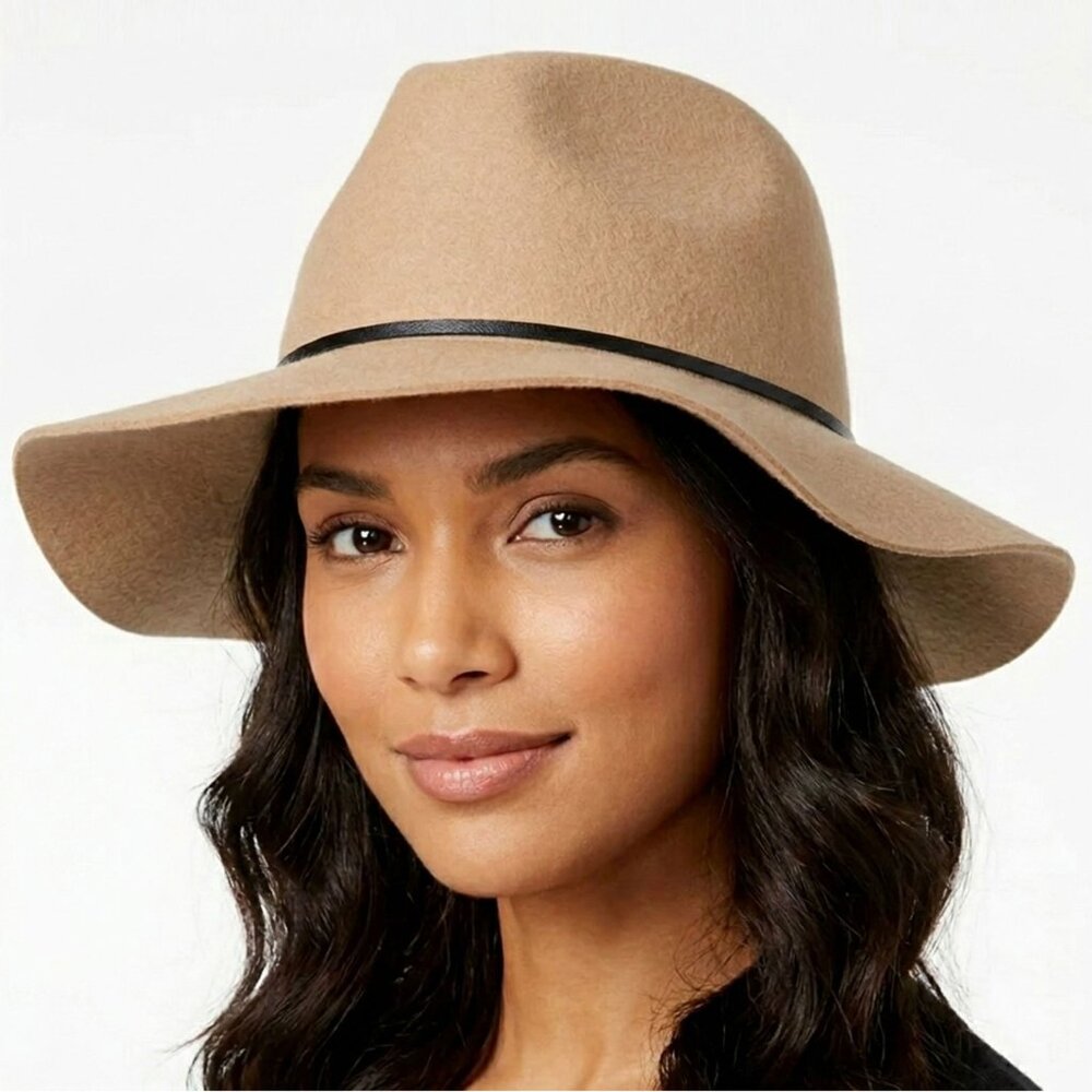Joe Fresh Tan Felted Wool Wide Brim Hat Floppy Boho Festival Summer Camel S/M